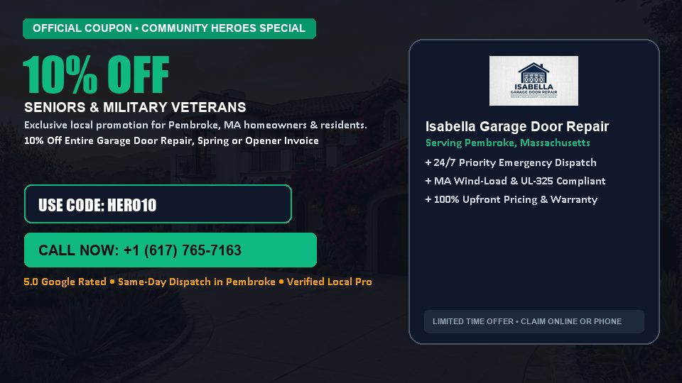 10% OFF Senior, Military & First Responder Discount in Pembroke, MA - Isabella Garage Door Repair
